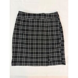 Garage Black White Plaid Mini Skirt Front Slit High Waisted Size xs